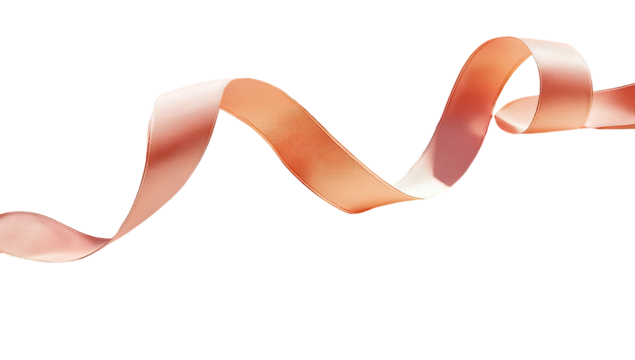 A swirled ribbon of peachy-coral color.  It's a continuous,  smooth,  and elegant design,  with a slightly glossy,  almost satin-like texture