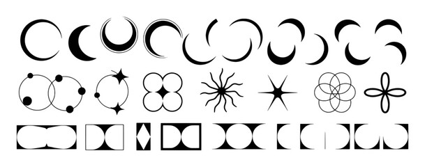 Abstract Geometric Shapes Collection Black White Vector Design