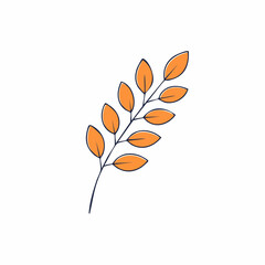 Autumn Leaf Branch Illustration: A vibrant autumn leaf branch, featuring delicate orange leaves artfully arranged on a slender stem. A visual celebration of fall's exquisite beauty.