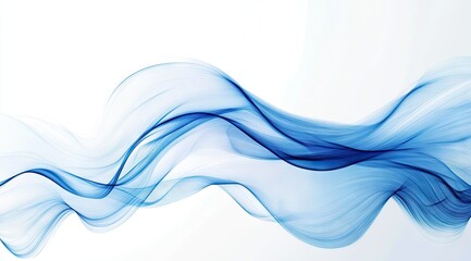Fototapeta premium Abstract flowing blue waves on white background (6)