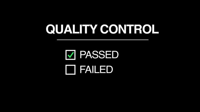 Quality Control on square passed and failed Checklist Animation on transparent Background. Quality Control Checklist Animation. Passed Icon and Failed Option
