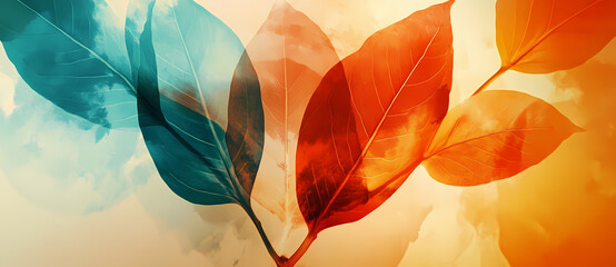 Autumnal Leaves A Vibrant Display of Blue and Orange Foliage