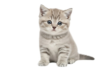 Illustration of cute kitten sitting isolated on transparent background