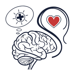 Brain thinking about health and love