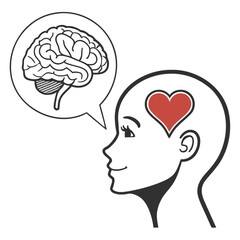 Woman thinking about her brain and heart connection