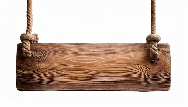 wooden sign board hang on a rope wood blank panel cutout