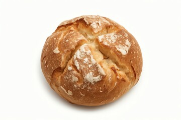 Freshly baked rustic round loaf of artisan bread with a crispy crust.