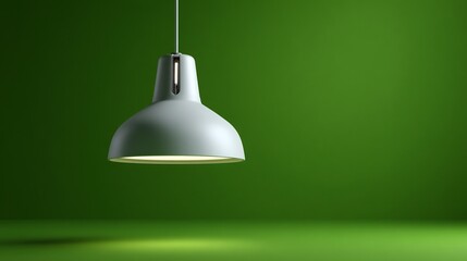 Obraz premium Minimalist lighting fixture casting a warm glow against a vibrant green backdrop