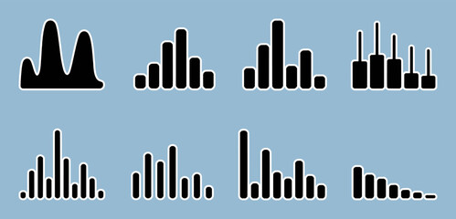 Black abstract wave and bar chart graphics vector