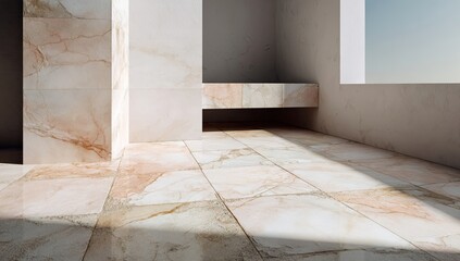 Beige marble interior with natural light
