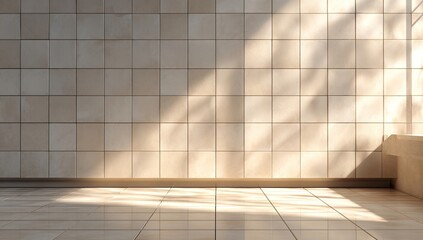 Obraz premium Light-filled beige tiled room