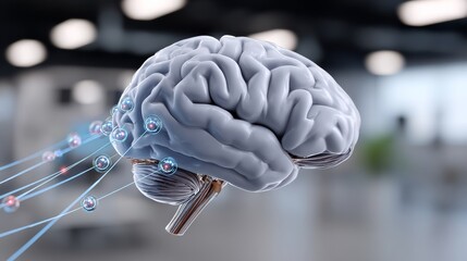 Exploring blue energy pulses creating an abstract brain map in digital art environments for cognitive insights