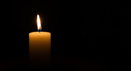 Single Candle Burning in Darkness