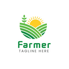 Farmer Logo Fields Sun and Nature Inspired Emblem