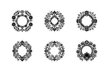 silhouette vector art set of decorative borders vector art