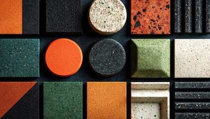 Fototapeta premium Geometric shapes of colorful composite material samples
