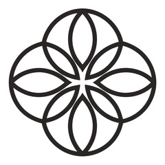 Interlocking black circles forming a symmetrical pattern