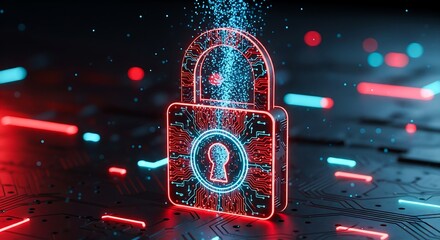 Cybersecurity digital lock technology security system data protection privacy internet safety network 100 char