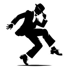 Black and white silhouette vector of  tap dance on white background