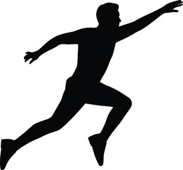 Black silhouette of a man reaching forward running