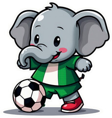 Obraz premium futbol, soccer, mundial, dibujos animados, animal, mouse, elefante, ilustración, vector, bebé, ositos, juguete, diversión