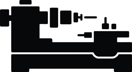 Black silhouette of a metalworking lathe machine industrial