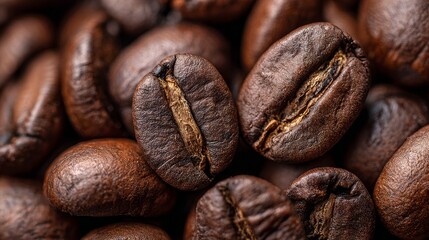 Fototapeta premium Roasted coffee bean surface with detailed brown patterns and rich earthy tones