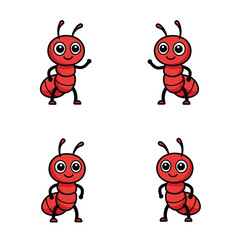 Cute cartoon ant characters isolated on white background, perfect for childrens illustrations, educational materials, and insect themed designs