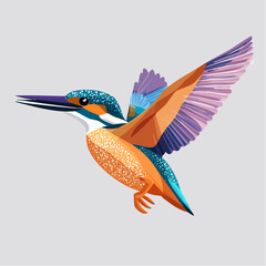 Obraz premium stippling vector silhouette of a diving kingfisher with micro-dot wing detailing, dynamic bird illustration, nature-inspired design