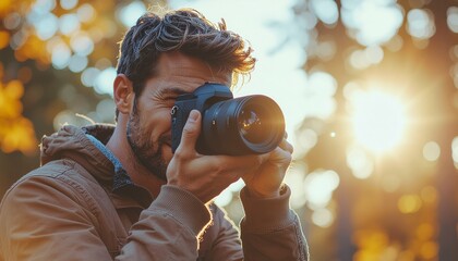 photographer taking a picture during golden hour