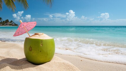 coconut cocktail on the beach