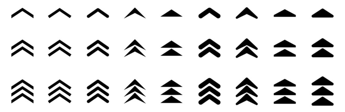 Arrow up scroll icon set, swipe up, group arrows directed upwards