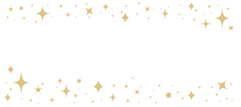 Golden glitter border, starry sky frame, abstract stars