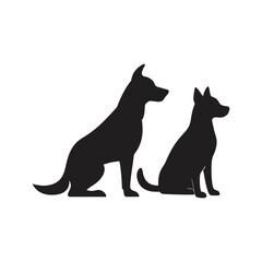 silhouettes of dogs on white background illustration vector art