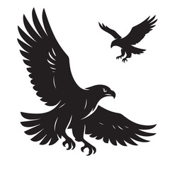 Fototapeta premium Eagle flying silhouette vector illustration