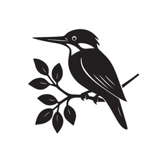 Vector illustration of a bird sitting on a branch in nature