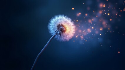 Magical Dandelion Seeds Dispersing with Sparkling Light &ndash; Enchanted Nature Macro Photography