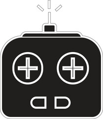 Remote game controller icon with antenna and buttons for wireless console setup with transparent background