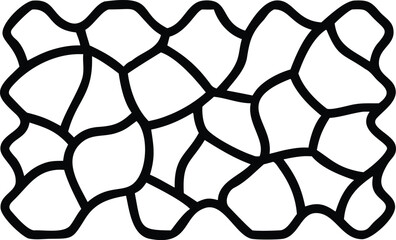 Abstract Organic Stone Pattern with Black Lines on Transparent Background for Design