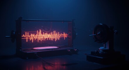 An advanced seismograph records intense seismic activity, displaying critical earthquake data on a glowing screen in a dimly lit laboratory, signaling potential ground movement.