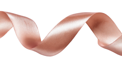 A swath of soft, blush-pink satin ribbon curves gracefully