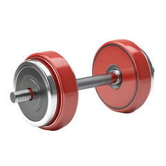 Red dumbbell isolated on black background