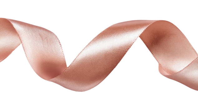 A swath of soft, blush-pink satin ribbon curves gracefully
