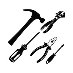 silhouettes of tools vector art