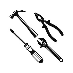 silhouettes of tools vector art
