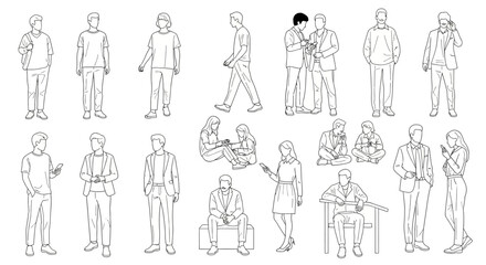 People illustrations using cellphones