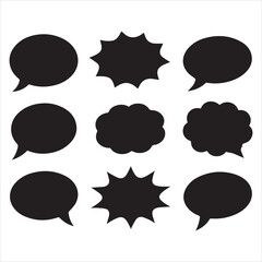 set of black silhouettes of speech bubbles and chat vector icons