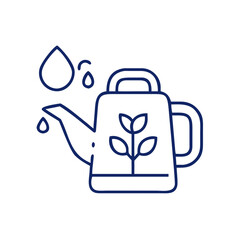 Obraz premium Watering can illustration with plant design and water droplets 