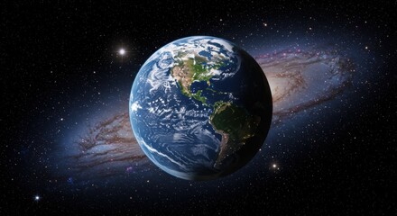 Naklejka premium Earth in space a detailed view of the planet in the cosmos