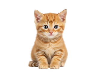 Obraz premium Illustration of cute orange tabby kitten sitting isolated on transparent background